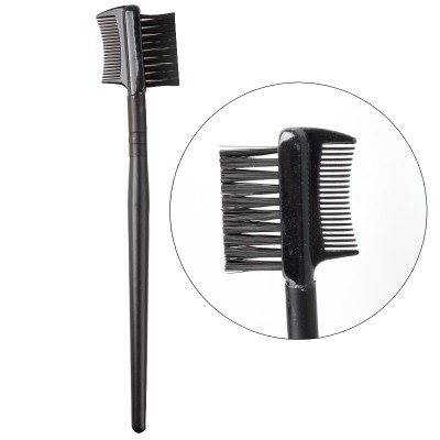 Factory price 1pcs Double Ended Eyelash Comb brush and Eyebrow Brush Cosmetic Tools Bamboo Handle