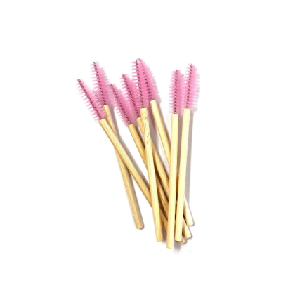 Private Label Eco Friendly 50pcs/pack Eyelash Brush Bamboo Disposable Mascara Wand Bamboo Handle Nylon Mascara Brush Wand