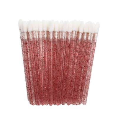 Wholesale cosmetic colorful disposable solid handle lip applicator make up lip brush