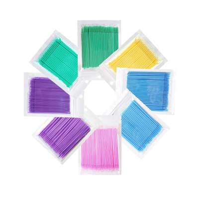 Private label Colorful Plastic Micro Eyelash Extensions Cleaning Cotton Swab